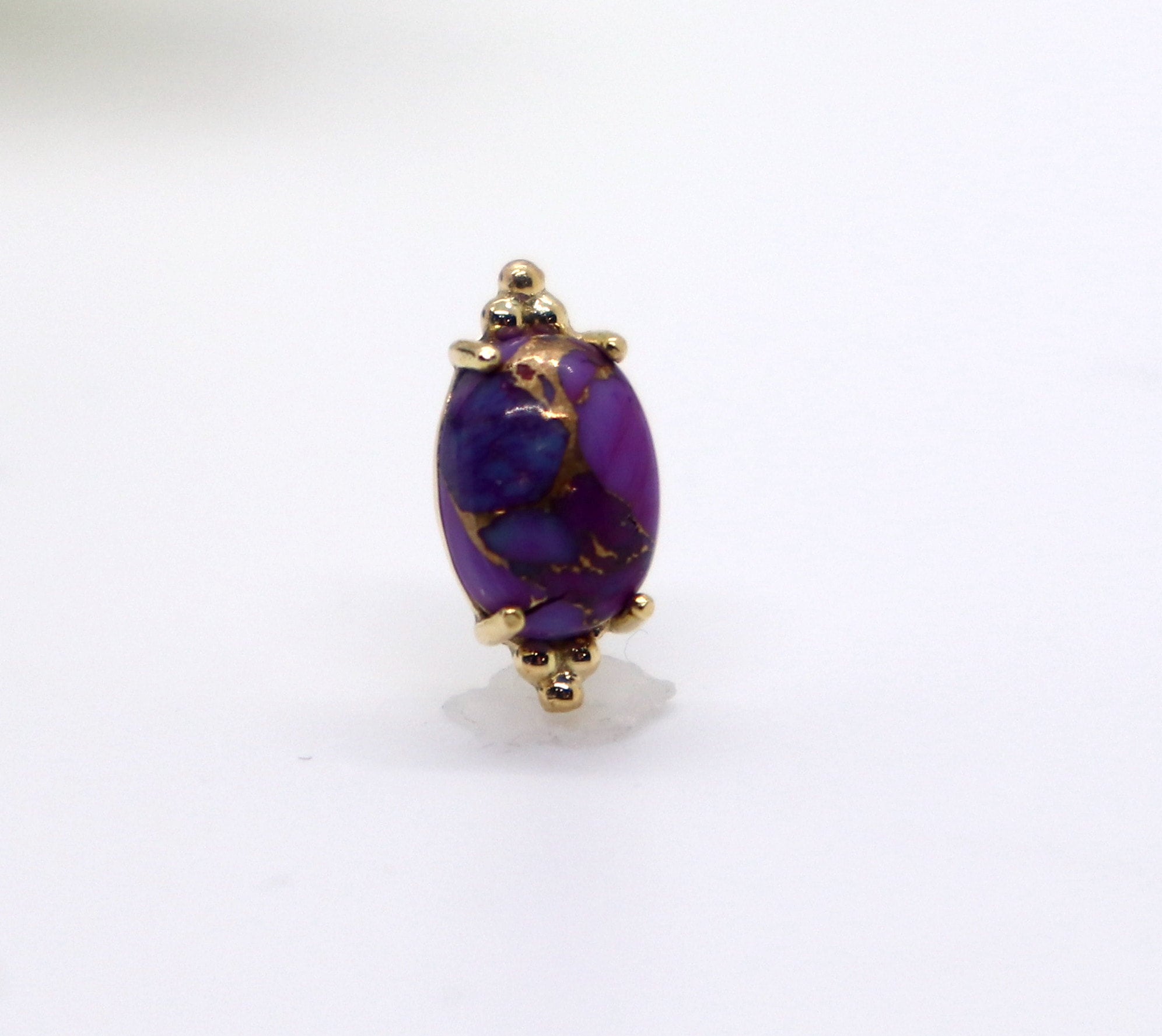 Anatometal 14ga Threaded Farata Oval Genuine Stone Gold