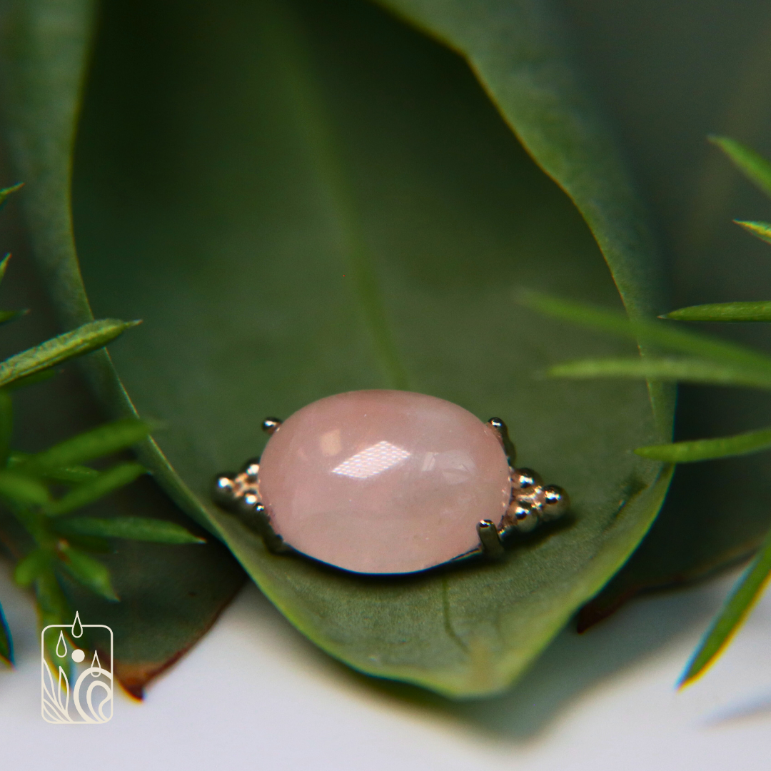 Anatometal 14ga Threaded Farata Oval Genuine Stone Gold
